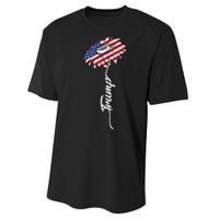 Us Flag Trump Sunflower Lovers American Performance Sprint T-Shirt