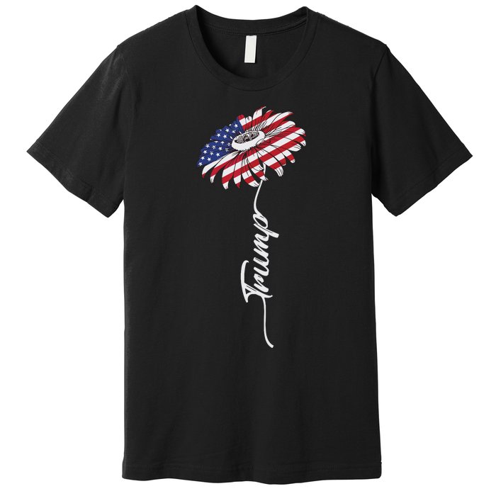 Us Flag Trump Sunflower Lovers American Premium T-Shirt