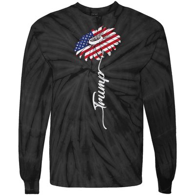 Us Flag Trump Sunflower Lovers American Tie-Dye Long Sleeve Shirt