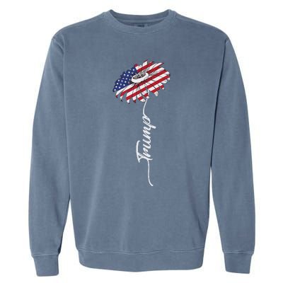 Us Flag Trump Sunflower Lovers American Garment-Dyed Sweatshirt