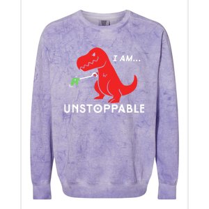 Unstoppable Funny TRex Dinosaur Colorblast Crewneck Sweatshirt