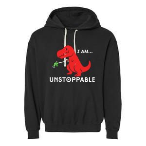 Unstoppable Funny TRex Dinosaur Garment-Dyed Fleece Hoodie