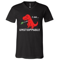 Unstoppable Funny TRex Dinosaur V-Neck T-Shirt