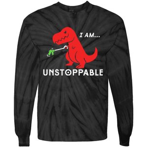 Unstoppable Funny TRex Dinosaur Tie-Dye Long Sleeve Shirt