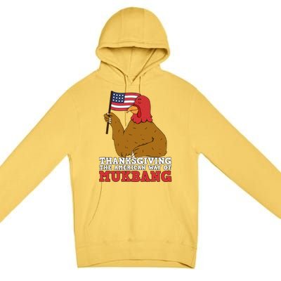 Usa Flag Thanksgiving Turkey American Way Of Mukbang Asmr Gift Premium Pullover Hoodie