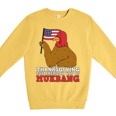 Usa Flag Thanksgiving Turkey American Way Of Mukbang Asmr Gift Premium Crewneck Sweatshirt