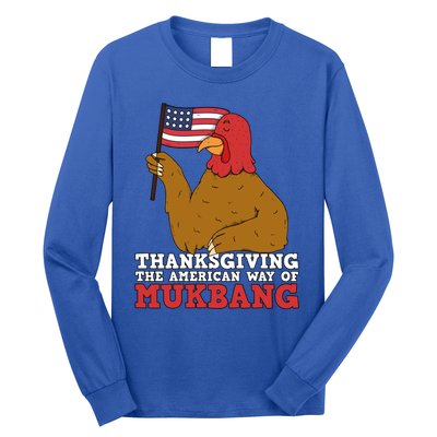 Usa Flag Thanksgiving Turkey American Way Of Mukbang Asmr Gift Long Sleeve Shirt