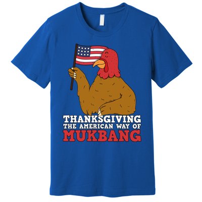 Usa Flag Thanksgiving Turkey American Way Of Mukbang Asmr Gift Premium T-Shirt