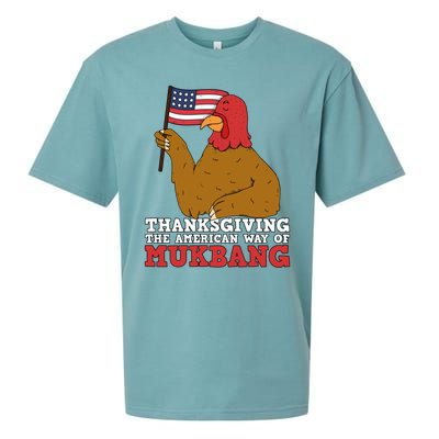 Usa Flag Thanksgiving Turkey American Way Of Mukbang Asmr Gift Sueded Cloud Jersey T-Shirt