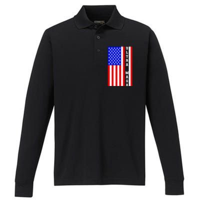 USA Flag United States Of America Ultra MAGA Trump 2024 Performance Long Sleeve Polo