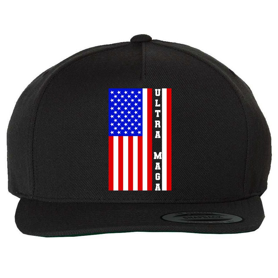USA Flag United States Of America Ultra MAGA Trump 2024 Wool Snapback Cap