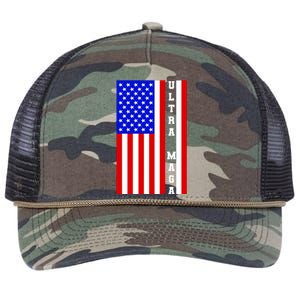 USA Flag United States Of America Ultra MAGA Trump 2024 Retro Rope Trucker Hat Cap