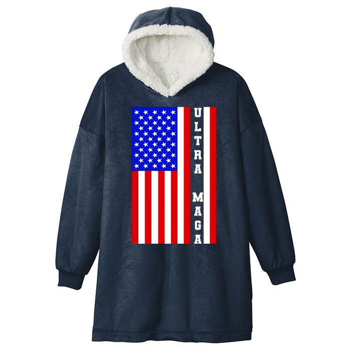 USA Flag United States Of America Ultra MAGA Trump 2024 Hooded Wearable Blanket