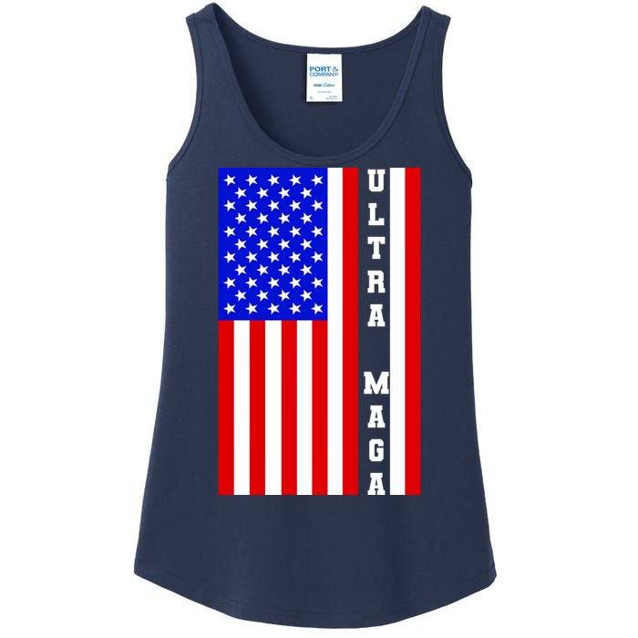 USA Flag United States Of America Ultra MAGA Trump 2024 Ladies Essential Tank