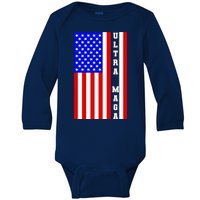 USA Flag United States Of America Ultra MAGA Trump 2024 Baby Long Sleeve Bodysuit