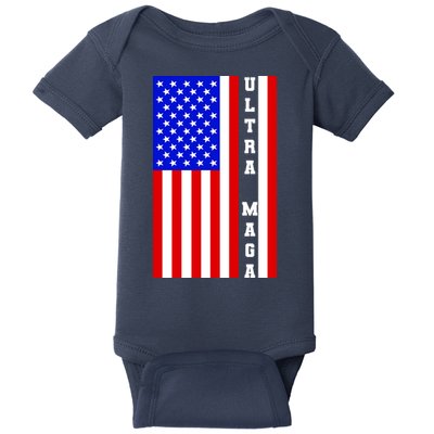 USA Flag United States Of America Ultra MAGA Trump 2024 Baby Bodysuit