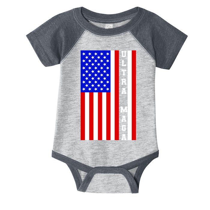 USA Flag United States Of America Ultra MAGA Trump 2024 Infant Baby Jersey Bodysuit