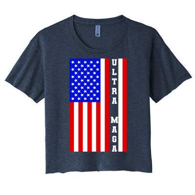 USA Flag United States Of America Ultra MAGA Trump 2024 Women's Crop Top Tee