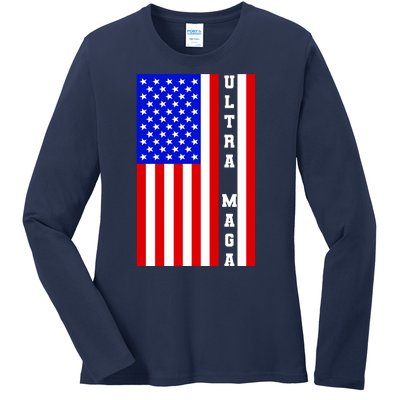 USA Flag United States Of America Ultra MAGA Trump 2024 Ladies Long Sleeve Shirt