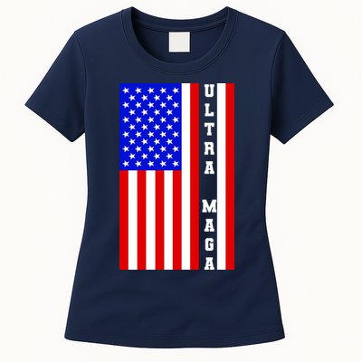 USA Flag United States Of America Ultra MAGA Trump 2024 Womens T-Shirt