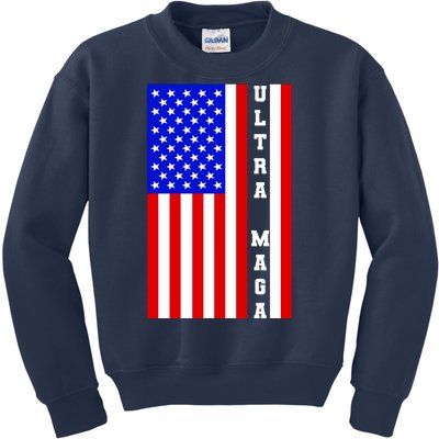 USA Flag United States Of America Ultra MAGA Trump 2024 Kids Sweatshirt