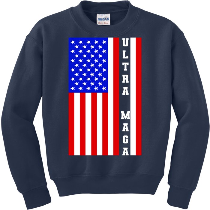 USA Flag United States Of America Ultra MAGA Trump 2024 Kids Sweatshirt