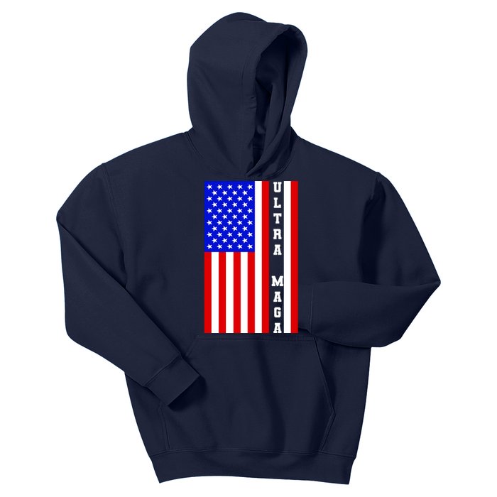 USA Flag United States Of America Ultra MAGA Trump 2024 Kids Hoodie