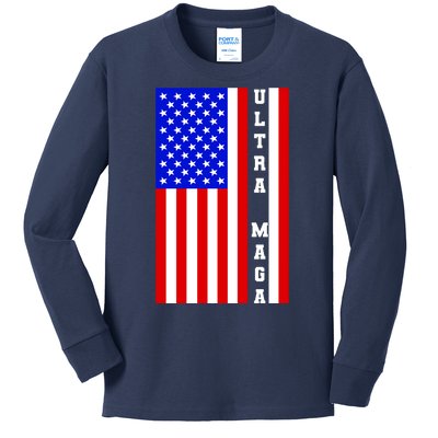 USA Flag United States Of America Ultra MAGA Trump 2024 Kids Long Sleeve Shirt