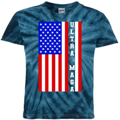 USA Flag United States Of America Ultra MAGA Trump 2024 Kids Tie-Dye T-Shirt