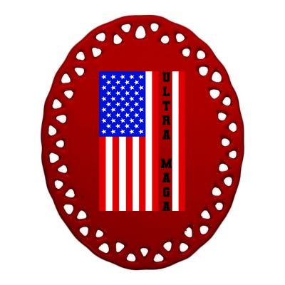 USA Flag United States Of America Ultra MAGA Trump 2024 Ceramic Oval Ornament