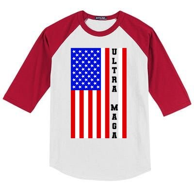 USA Flag United States Of America Ultra MAGA Trump 2024 Kids Colorblock Raglan Jersey