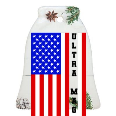 USA Flag United States Of America Ultra MAGA Trump 2024 Ceramic Bell Ornament