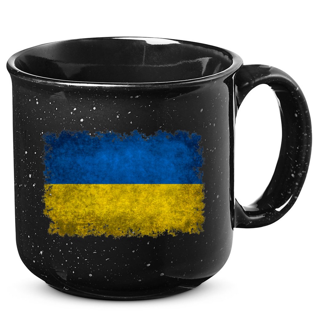 Ukraine Flag Ukrainian Ukraine Pride Vintage FLag 15oz Campfire Ceramic Mug