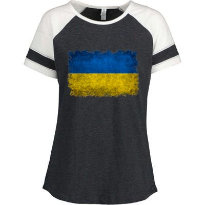 Ukraine Flag Ukrainian Ukraine Pride Vintage FLag Enza Ladies Jersey Colorblock Tee