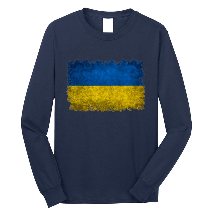 Ukraine Flag Ukrainian Ukraine Pride Vintage FLag Long Sleeve Shirt