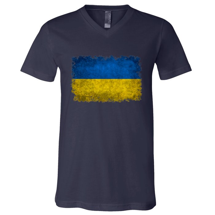 Ukraine Flag Ukrainian Ukraine Pride Vintage FLag V-Neck T-Shirt