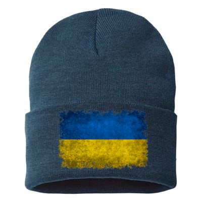 Ukraine Flag Ukrainian Ukraine Pride Vintage FLag Sustainable Knit Beanie