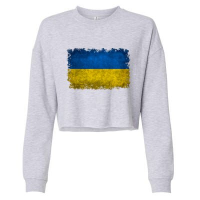 Ukraine Flag Ukrainian Ukraine Pride Vintage FLag Cropped Pullover Crew