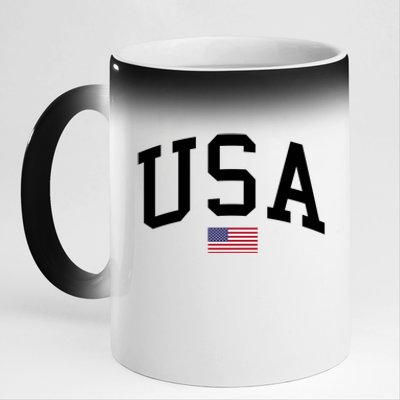 USA Flag 11oz Black Color Changing Mug