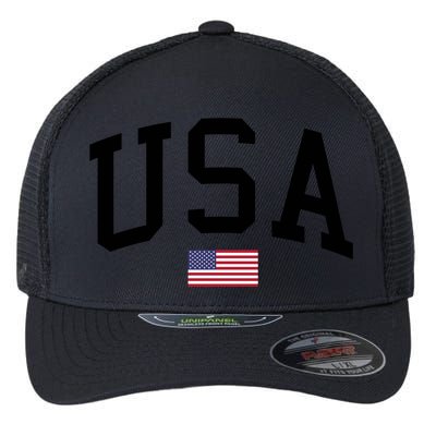 USA Flag Flexfit Unipanel Trucker Cap