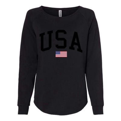 USA Flag Womens California Wash Sweatshirt