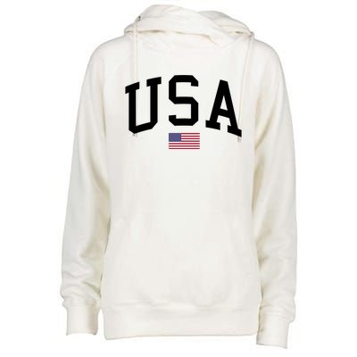 USA Flag Womens Funnel Neck Pullover Hood