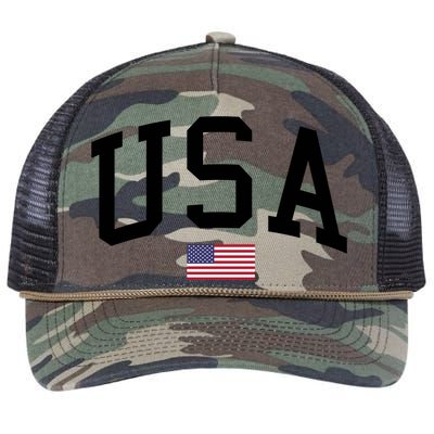 USA Flag Retro Rope Trucker Hat Cap