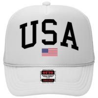 USA Flag High Crown Mesh Back Trucker Hat