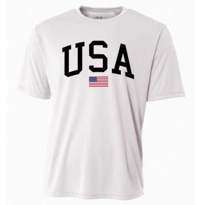 USA Flag Cooling Performance Crew T-Shirt