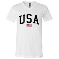 USA Flag V-Neck T-Shirt