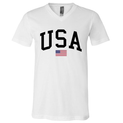 USA Flag V-Neck T-Shirt