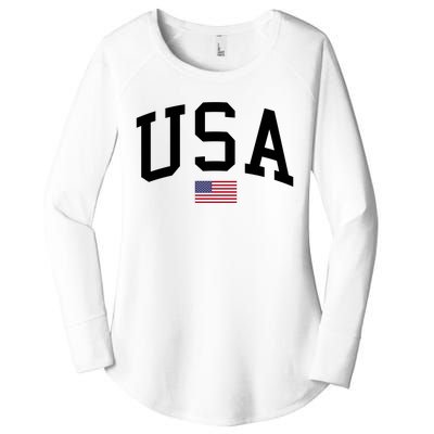 USA Flag Women's Perfect Tri Tunic Long Sleeve Shirt