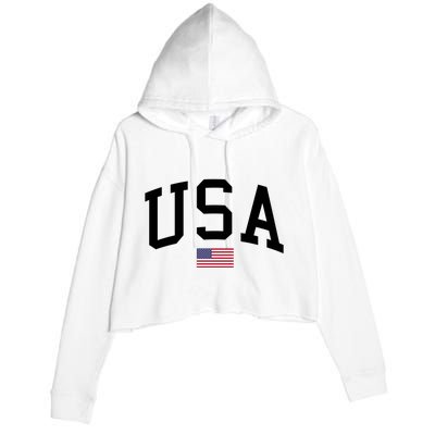 USA Flag Crop Fleece Hoodie