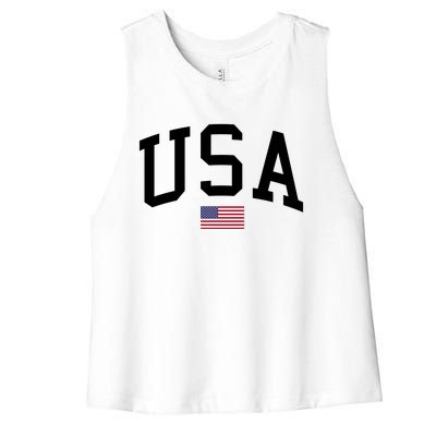 USA Flag Women's Racerback Cropped Tank